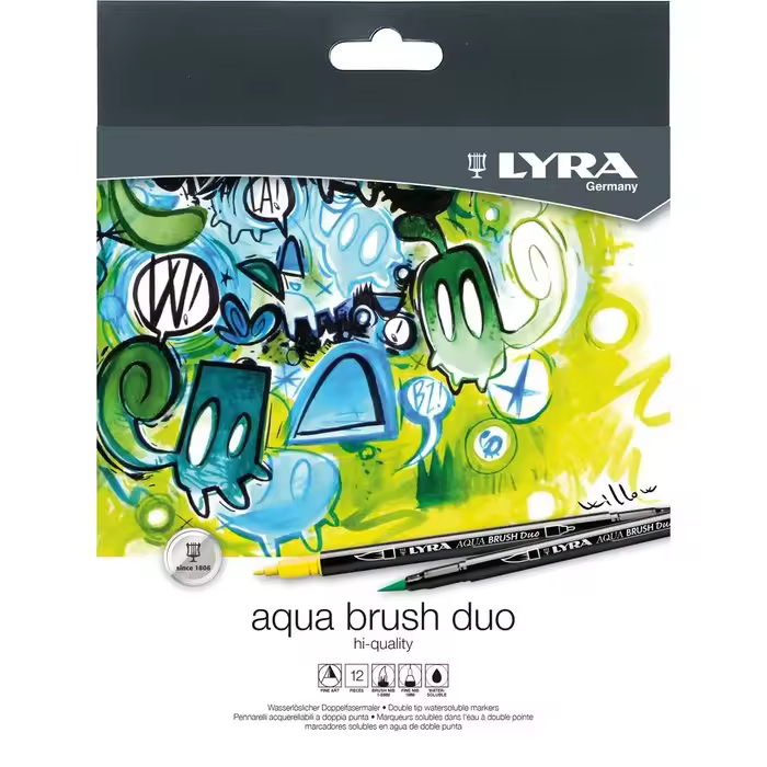 LYRA ROTULADOR LYRA AQUA BRUSH DUO 12 COLORES SURTIDOS LYRA 23x17x1 Cms. - 1