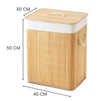X-Cesto de Ropa Rectangular de Bambú con Tapa–Cesta Plegable para Lavandería con Asas de Cuerda,Ropero de Bambú con Tapa Para Ropa Sucia,Ideal para Organización del Hogar - details 1