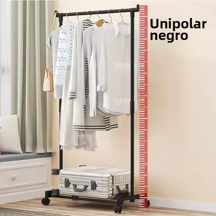 Rack De Ropa Doble With Gancho Organizador De Ropa Para Dormitorio Móvil With RuedasEstante De Ropa Metálico Moderno Para El Hogar - 1