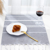 Toalla De Algodón Turca Para Cocina Con Borlas Nórdicas Toalla De Té Rectangular De Punto Tejida Accesorios De Baño Con Estilo Striped - details 2