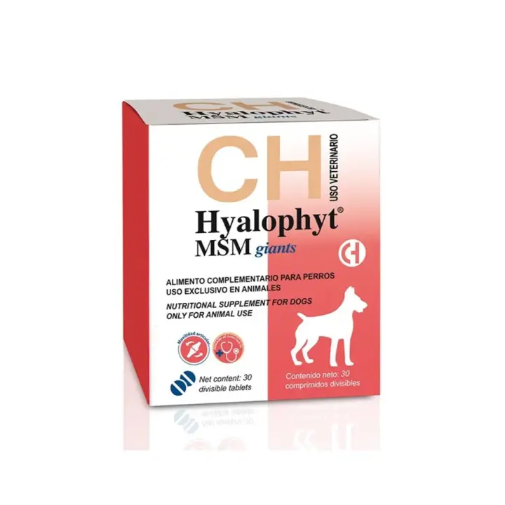 Hyalophyt MSM razas gigantes 30 comprimidos suplemento condroprotector para perros Chemical Iberica - 1