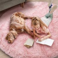 Alfombra Redonda De Peluche Suave Para Niñas Habitación De Princesa Castillo Alfombra Gruesa Decorativa Para Dormitorio Moderno - details 8
