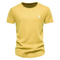 Nueva camiseta casual bordada de primavera para hombre, cuello redondo, color sólido, camisa básica deportiva, top para hombre - details 8