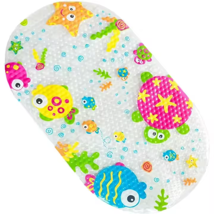 Alfombra de Baño para Bebé con Estampado de Dibujos Animados Antideslizante, a Prueba de Moho, Fuerte Succión para Bañera y Ducha - 1