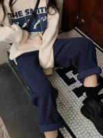 Nuevas Pantalones Casuales Para Mujer Cintura Alta Color Sólido Corduroy Pierna Recta Suelta Botones Talla Ajustable Todo El Año - details 0