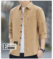 Camisa De Verano Para Hombre Estilo Playa Color Sólido Cuello En Punta Corta Casual Prenda Masculina De Polyester - details 11