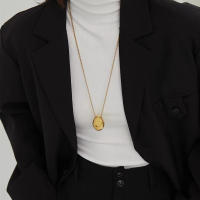 Collar Largo De Acero Inoxidable En Forma Oval Para Mujer Accesorio De Joyería Clásico Para Suéter Cadena De Moda Europea Y Americana - details 5