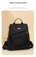 Mochila Antirrobo para Mujer - Elegant Bolso de Viaje y Comunicación de Nylon Bicolor with Correas Ajustables, Gran Capacidad, Diseño Blanco y Marrónes, Herrajes en Tono Dorado, Mochipa para Viajes - details 3