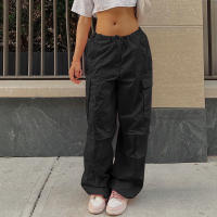 Pantalones Cargo Holgados Y2K Para Mujer Talla Grande Cintura Baja Estilo Streetwear Con Bolsillos Y Cinturón De Poliéster - details 4