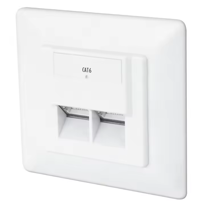 Caja de empotrar DIGITUS Cat.6, Clase E, 2 x RJ45, apantallada - 1