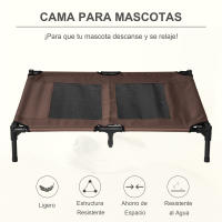 PawHut Cama Elevada para Perros Cama de Mascotas con Malla Transpirable y Tela Oxford para Exterior Interior Aire Libre Jardín Terraza Marrón - details 6