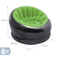 INTEX - Sillón hinchable Empire, Mide 112x109x69 cm, Verde lima, Para interior y exterior, Base reforzada, Fácil de hinchar, Máx. 100 kg, Flocado y PVC - details 3