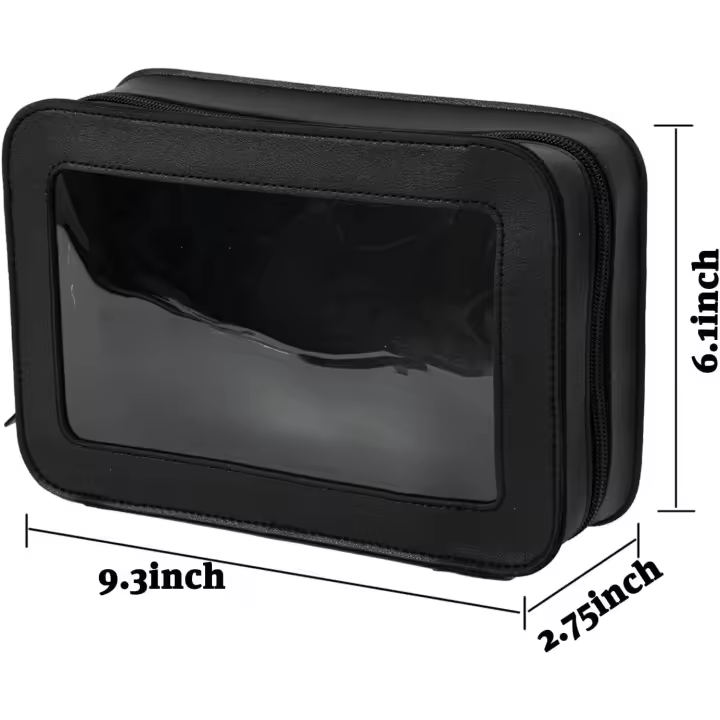 Neceser transparente para maquillaje, neceser de viaje para artículos de tocador, neceser Organizer de maquillaje para Mujer (Negro) - 1