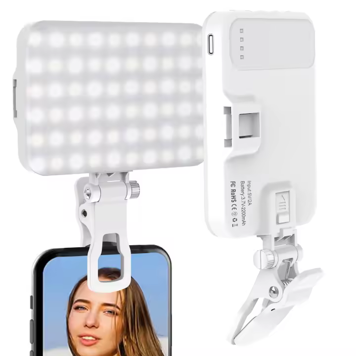 Luz de relleno para videoconferencia LED recargable con clip teléfono Android IPad portátil maquillaje tiktok selfie vlog iPhone - 1