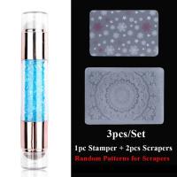 Set De 3 Piezas De Arte De Uñas Con Estampador De Silicona Y Cabezal Doble Manija De Cristal Estampado Fácil Herramienta De Placado Para Uñas - details 1