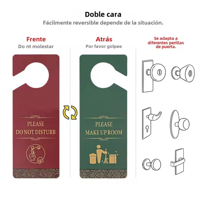 1pc Lección De No Disturbar Para Habitación De Maquillaje Signo Colgante De Madera Doble Cara Rojo Y Verde Para Puerta De Casa Oficina Hotel - 1