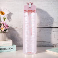 Botella Deportiva De 800ml Con Palanca Y Pajita Para Gym Y Fitness Motivacional Para Niños Y Niñas De Colores Rosa Azul Verde Morado Y Negro - details 11