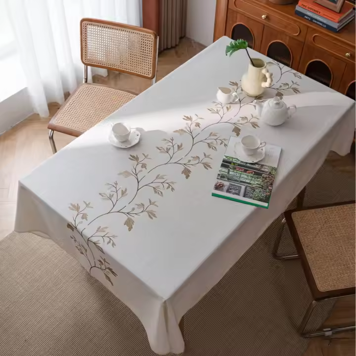 Mantel rectangular, mantel de lino, manteles antiarrugas, mantel para mesa de comedor y cocina - 1