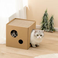 Juguete Para Gatos Caja De Cartón DIY Doble Con Plataforma De Rascado Y Cama Protege Muebles Juguete De Masticar Para Gatos - details 1