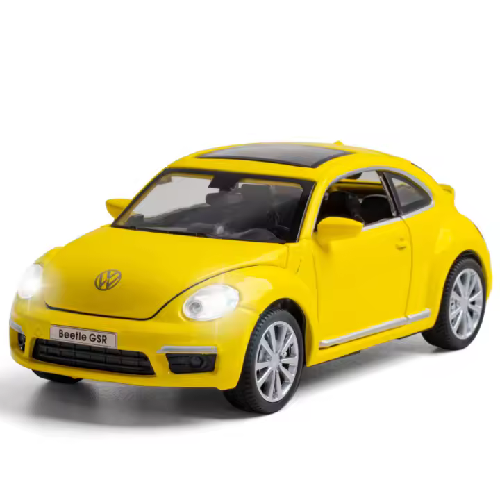 Coche De Juguete Beetle a Escala 1/32 Con Sonido Y Luz Función De Retroceso De Rueda Regalo Para Niños Modelo De Metal Sin Batería - 1