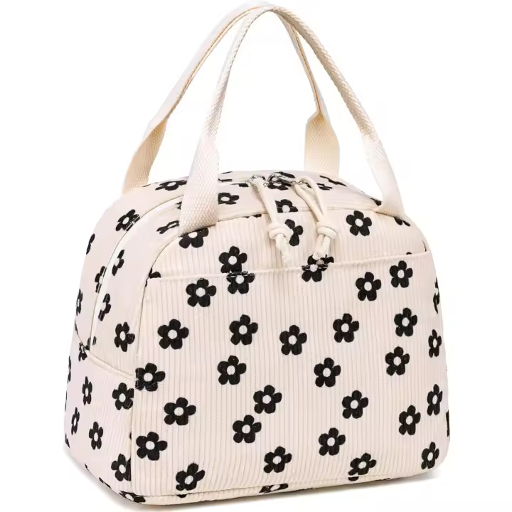 Lunch Box for Women Insulated Lunch Bag Corduroy Lunch Tote Bags Leakproof Cooler Lunch Case for Travel Work Picnic - 1
