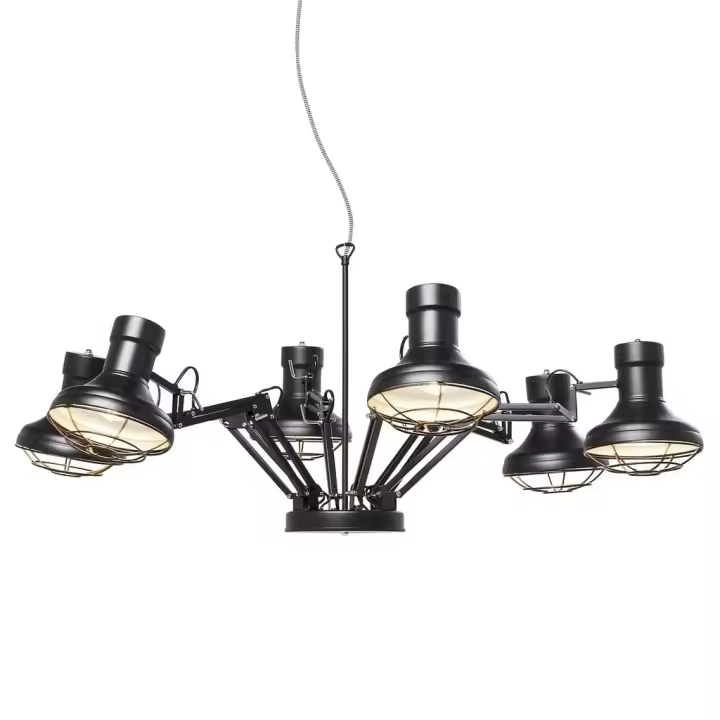 ORION91 Lámpara Colgante Industrial Araña Color Negro 🖤 110 x 110 cm 6 BOMBILLAS LED REGALO - SpazioLuzio - 1