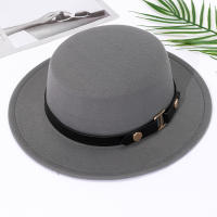 Sombrero Fedora Estilo Hepburn Para Mujer Versátil Retro Británico De Lana Jazz Top Flat Con Hebilla De Cinturón Para Otoño E Invierno - details 6