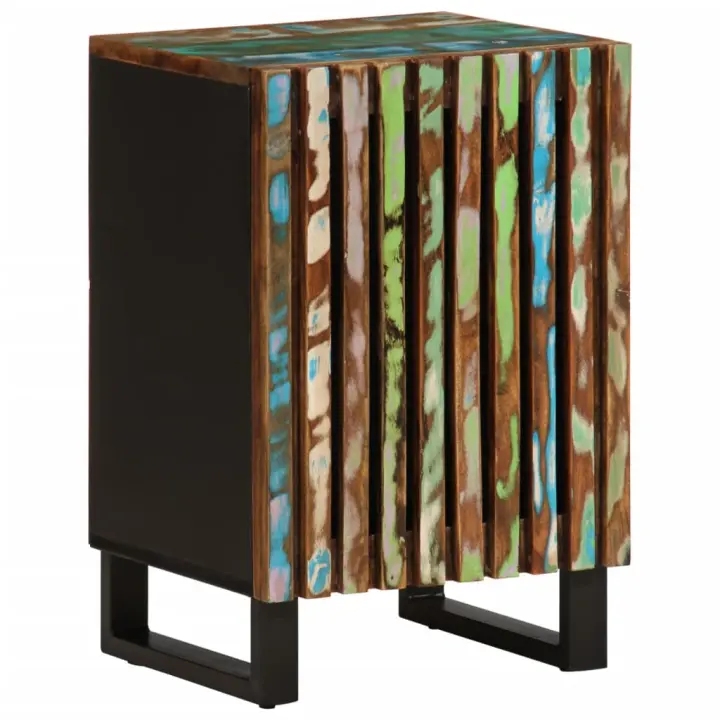 vidaXL Mueble de baño madera maciza de acacia 38x34x58 cm en color Marrón/Multicolor | almacenamiento funcional diseño moderno para baño dormitorio sala - 1