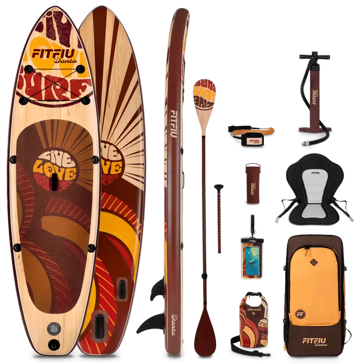 FITFIU FITNESS DANTA - Tabla Paddle Surf Hinchable 320x81x15 cm, Sup Inflable con Doble Remo Ajustable, Bomba, 3 Aletas y Mochila, Estable y Resistente para Todos los Niveles - 1