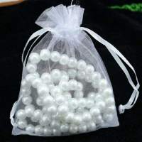 100pcs Organza Bags, 9 x 7cm - Hand-sewn White - details 4