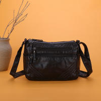 Bolso de hombre retro sencillo de piel para mujer, lavado, con múltiples compartimentos, bolso para teléfono móvil de gran capacidad - details 3