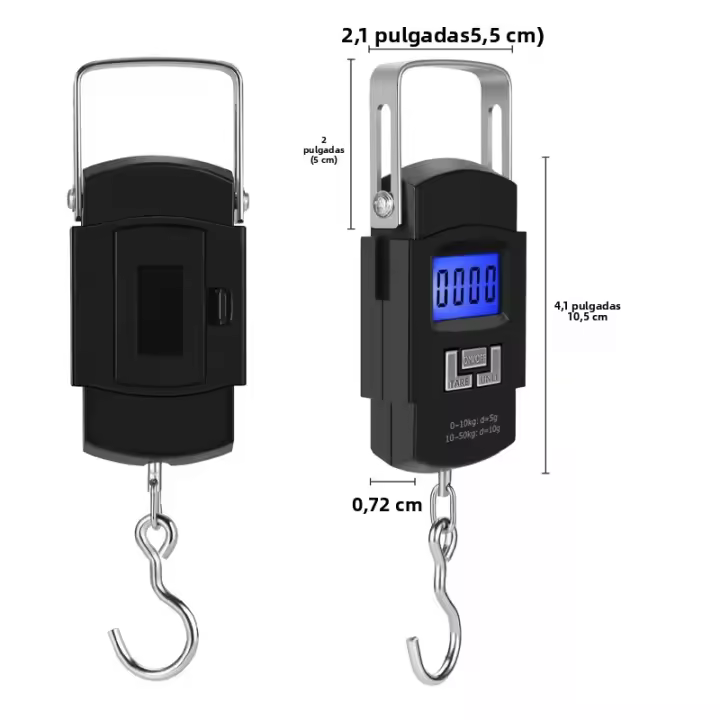 Báscula Digital Electrónica De Colgante 50kg 10g Para Pesca Equipaje Viaje Pesaje Con Gancho De Acero Cocina Medidor De Peso - 1