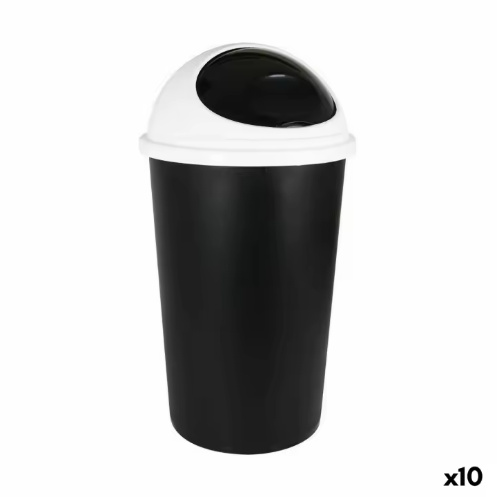 Cubo para la Basura Tontarelli Big hoop Blanco Negro 45 L (10 Unidades) - 1