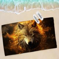 Toalla De Baño Para Niños Con Diseño De Lobo Colorido Toalla De Playa Y Natación Secado Rápido Tejido De Algodón Cepillado - details 9