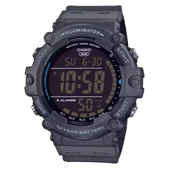 Casio - Reloj digital deportivo AE-1500WH-8BVEF para hombre, sumergible 100 m con pantalla LED y función cronómetro - 1