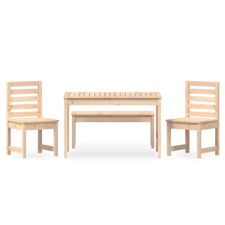 vidaXL Juego de comedor de jardín 4 piezas madera maciza de pino - 1