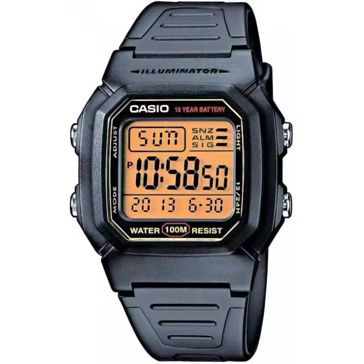 Reloj digital hombre Casio W-800HG-9a 10 años batería correa goma luz led water resit 100m - 1