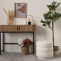 XOCOTŌ® PUFF "Polar"  Puff Rizo Blanco  Taburetes nórdicos para cambiar zapatos, taburete redondo de lujo de Terciopelo de diseñor, Otomano, muebles de sala de estar, Pie de Cama - XOCOTO · Tu Hogar, Cleverly Simple - details 1