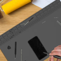 Mesa De Trabajo Plegable De Soldadura De Silicona 60x35cm Resistente a Altas Temperaturas Alfombrilla De Reparación Doble Cara Gris Para Soldadura - details 1
