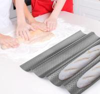 Baguette Baking Tray Perforated French Stick Loaf Baking Molds Pan for 4 Baguettes（Silver） - details 4