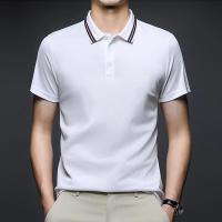 Camisa Polo Hombre Estilo Casual Transpirable Con Mangas Cortas Y Rayas Cuello Redondo Top Cómodo Para Verano - details 10