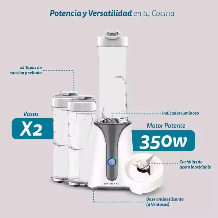 Batidora de Vaso BAT-350SMOOTH - Con 450W  y 600ml - Blanco - 1