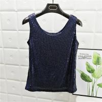 Chaleco De Noche Con Lentejuelas Para Mujer Estilo De Calle Blanca Brillante Poliéster Talla Regular Top De Verano 2022 - details 15