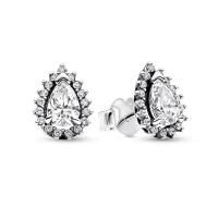 Pendientes De Estilo Clásico Para Mujer Platinados En Plata 925 Con Flor Azul Y Piedra Preciosa Azul Accesorios De Joyería Finos DIY - details 11