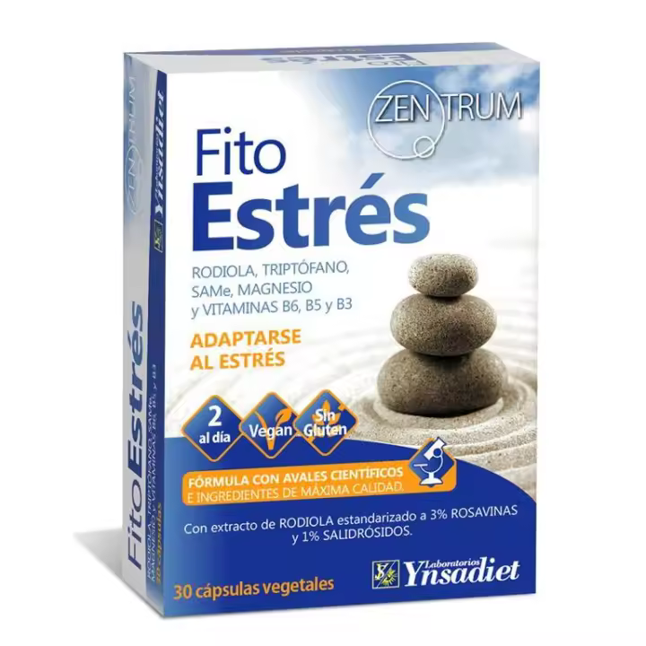 Ynsadiet Fito ESTRÉS Zentrum con Rodiola, Triptófano, Same, Magnesio y Vitaminas para Adaptarse Al Estrés y Mejorar el Rendimiento Intelectual - 1