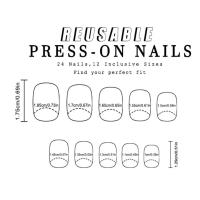 Kit De Uñas Postizas De Presión Para Mujeres Y Niñas 24 Piezas Juego De Uñas Postizas Cortas Cuadradas Con Diseño De Flores Geométricas Y Brillo Moda Oficina - details 17