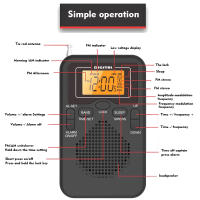 Reproductor De Radio FM/AM Portátil W-206 Con Batería De 2 AA Altavoz Estéreo Auriculares LCD Alarma Digital Indicador De Sueno De Manana - details 6