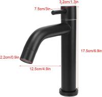 Grifo de agua, grifo de lavabo de acero inoxidable de baño grifo de agua fría individual con manguera-Negro - details 3