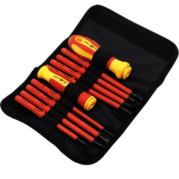 Juego De Destornilladores Multifuncional Aislado 10 En 1 De Alta Dureza Para Electricistas Con Mango Y Imán Forma Cruzada Hexagonal - 1