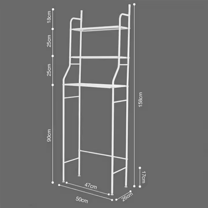 Estante de metal para organizar el baño, estantería de almacenamiento sin perforaciones, tipo de suelo, para champú, toalla, Etc. Estante de accesorios, organizador para lavadora - 1